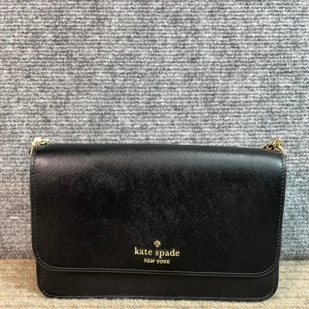 NWT Kate Spade Madison Mini Flap Crossbody Bag Black Saffiano Leather KC586 New